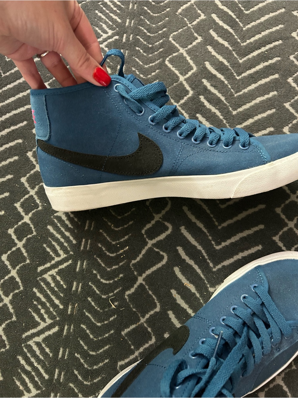 Nike Blue Mid-Top Sneakers with Black Swoosh